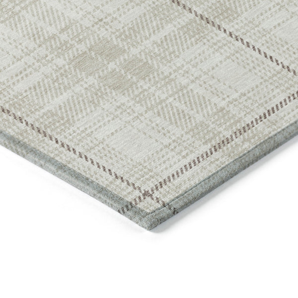 Homeroots 3' Stylish Artichoke Green Brown And Ivory Plaid Washable Area Rug For Indoor And Outdoor Use 9' X 12' Polyester 597115