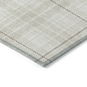 Homeroots 3' Stylish Artichoke Green Brown And Ivory Plaid Washable Area Rug For Indoor And Outdoor Use 10' X 14' Polyester 597116