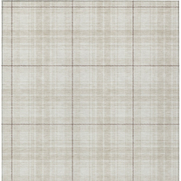 Homeroots 3' Stylish Artichoke Green Brown And Ivory Plaid Washable Area Rug For Indoor And Outdoor Use 10' X 14' Polyester 597116