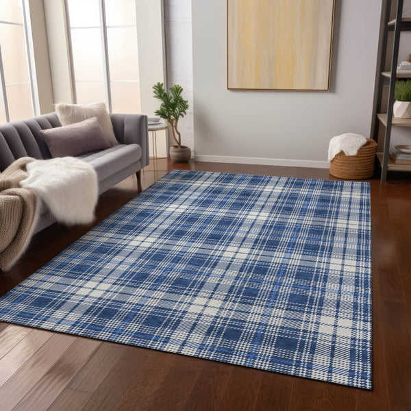 Homeroots 3' Stylish Artichoke Green Brown And Ivory Plaid Washable Area Rug For Indoor And Outdoor Use 3' X 5' Polyester 597117