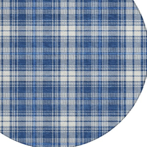 Homeroots 3' Stylish Artichoke Green Brown And Ivory Plaid Washable Area Rug For Indoor And Outdoor Use 8' Round Polyester 597119