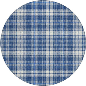 Homeroots 3' Stylish Artichoke Green Brown And Ivory Plaid Washable Area Rug For Indoor And Outdoor Use 8' Round Polyester 597119