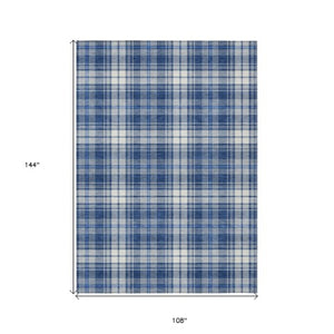 Homeroots 3' Stylish Artichoke Green Brown And Ivory Plaid Washable Area Rug For Indoor And Outdoor Use 9' X 12' Polyester 597121