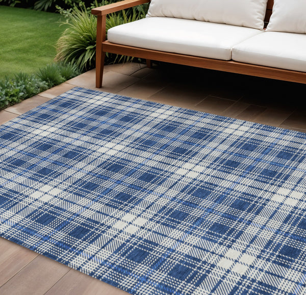 Homeroots 3' Stylish Artichoke Green Brown And Ivory Plaid Washable Area Rug For Indoor And Outdoor Use 9' X 12' Polyester 597121