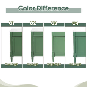 English Elm 30" French Style Bathroom Vanity with Ceramic Basin Soft Close Doors Wood Legs Green N710P415327F