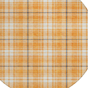 Homeroots 3' Stylish Artichoke Green Brown And Ivory Plaid Washable Area Rug For Indoor And Outdoor Use 8' Round Polyester 597125
