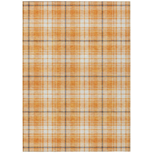 HomeRoots 5' Vibrant Orange, Blue & Ivory Plaid Area Rug - Durable, Washable, Ideal for Indoor & Outdoor Spaces 8' X 10' 597126