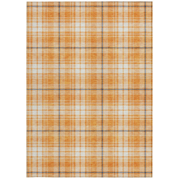 Homeroots 3' Stylish Artichoke Green Brown And Ivory Plaid Washable Area Rug For Indoor And Outdoor Use 8' X 10' Polyester 597126