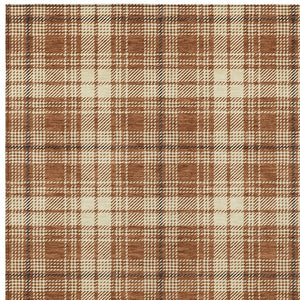 Homeroots 3' Stylish Artichoke Green Brown And Ivory Plaid Washable Area Rug For Indoor And Outdoor Use 3' X 5' Polyester 597129