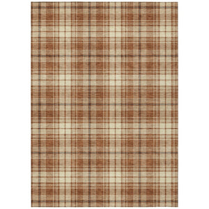 HomeRoots 5' Durable Plaid Area Rug - Stylish Brown, Black, and Beige for Indoor/Outdoor Use, Machine Washable 5' X 8' 597130