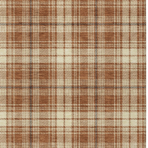 Homeroots 3' Stylish Artichoke Green Brown And Ivory Plaid Washable Area Rug For Indoor And Outdoor Use 5' X 8' Polyester 597130