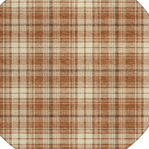 Homeroots 3' Stylish Artichoke Green Brown And Ivory Plaid Washable Area Rug For Indoor And Outdoor Use 8' Round Polyester 597131