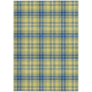 Homeroots 3' Stylish Artichoke Green Brown And Ivory Plaid Washable Area Rug For Indoor And Outdoor Use 3' X 5' Polyester 597135