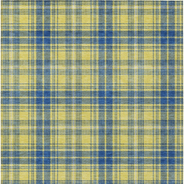 Homeroots 3' Stylish Artichoke Green Brown And Ivory Plaid Washable Area Rug For Indoor And Outdoor Use 5' X 8' Polyester 597136