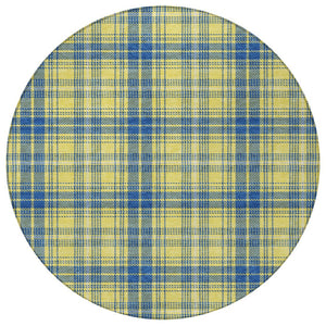 Homeroots 3' Stylish Artichoke Green Brown And Ivory Plaid Washable Area Rug For Indoor And Outdoor Use 8' Round Polyester 597137