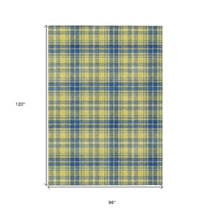 Homeroots 3' Stylish Artichoke Green Brown And Ivory Plaid Washable Area Rug For Indoor And Outdoor Use 8' X 10' Polyester 597138