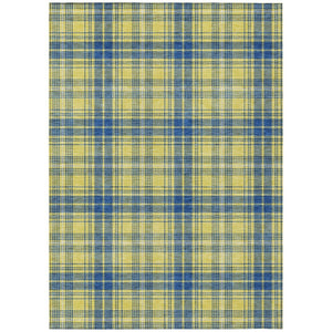 HomeRoots 5' Timeless Plaid Washable Area Rug in Yellow, Blue & Ivory for Indoor and Outdoor Durability 8' X 10' 597138