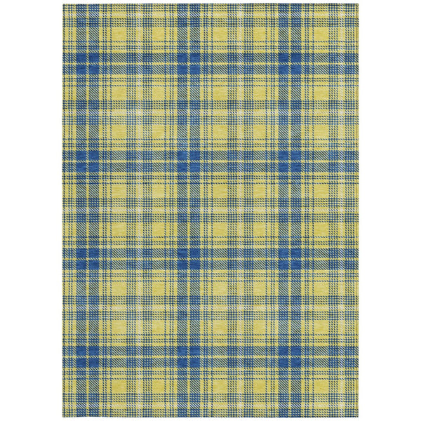Homeroots 3' Stylish Artichoke Green Brown And Ivory Plaid Washable Area Rug For Indoor And Outdoor Use 8' X 10' Polyester 597138