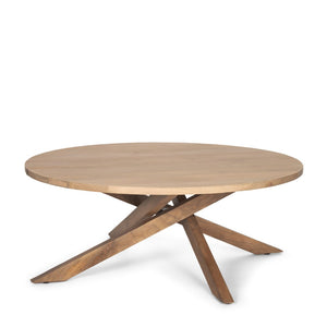 HomeRoots 42" Natural Solid Wood Round Coffee Table with Cross Legs - Modern Rustic Charm for Any Space 597141