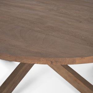 Homeroots 42" Brown Solid Wood Round Coffee Table With Modern Cross Legs - Stylish Centerpiece For Any Room   597142