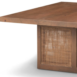 Homeroots 42" Brown And Natural Solid Wood & Wicker Square Coffee Table – Stylish, Sturdy, Tropical Accent Piece   597143