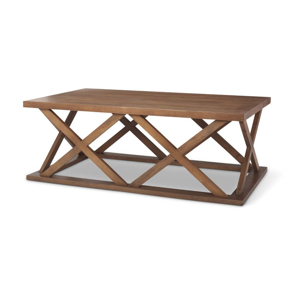 HomeRoots 48" Brown Solid Wood Geo Frame Coffee Table - Modern Centerpiece with Geometric Design for Any Space 597144