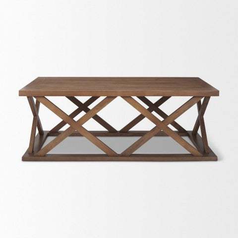 Homeroots 48" Brown Solid Wood Geo Frame Coffee Table – Stylish Geometric Design For Modern Living Spaces   597144