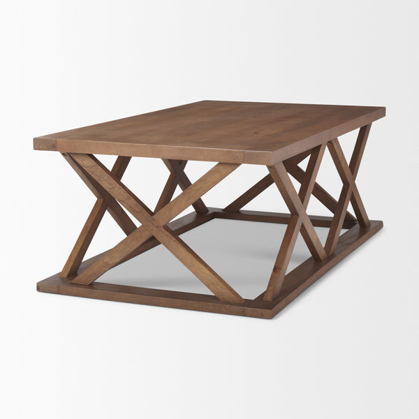 Homeroots 48" Brown Solid Wood Geo Frame Coffee Table – Stylish Geometric Design For Modern Living Spaces   597144