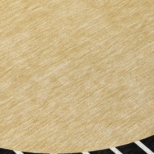 Homeroots 3' Black And Beige Striped Washable Area Rug - Durable, Stylish Design For Indoor And Outdoor Use 8' Round Polyester 597147