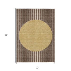 Homeroots 3' Black And Beige Striped Washable Area Rug - Durable, Stylish Design For Indoor And Outdoor Use 3' X 5' Polyester 597151