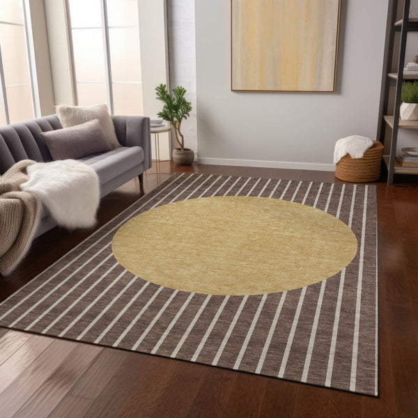 Homeroots 3' Black And Beige Striped Washable Area Rug - Durable, Stylish Design For Indoor And Outdoor Use 3' X 5' Polyester 597151