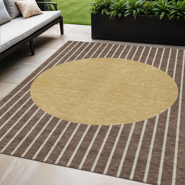 Homeroots 3' Black And Beige Striped Washable Area Rug - Durable, Stylish Design For Indoor And Outdoor Use 5' X 8' Polyester 597152
