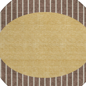 Homeroots 3' Black And Beige Striped Washable Area Rug - Durable, Stylish Design For Indoor And Outdoor Use 8' Round Polyester 597153