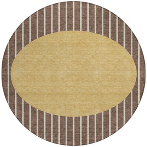 Homeroots 3' Black And Beige Striped Washable Area Rug - Durable, Stylish Design For Indoor And Outdoor Use 8' Round Polyester 597153