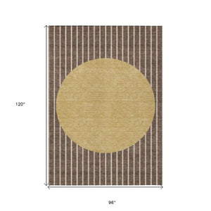 Homeroots 3' Black And Beige Striped Washable Area Rug - Durable, Stylish Design For Indoor And Outdoor Use 8' X 10' Polyester 597154
