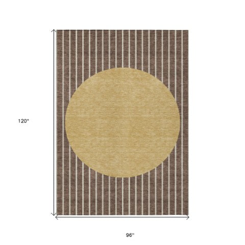 Homeroots 3' Black And Beige Striped Washable Area Rug - Durable, Stylish Design For Indoor And Outdoor Use 8' X 10' Polyester 597154