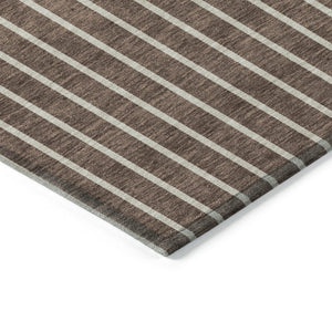 HomeRoots 5' Brown and Beige Striped Area Rug – Stylish, Washable, Indoor/Outdoor, Durable, Stain-Resistant Design 8' X 10' 597154