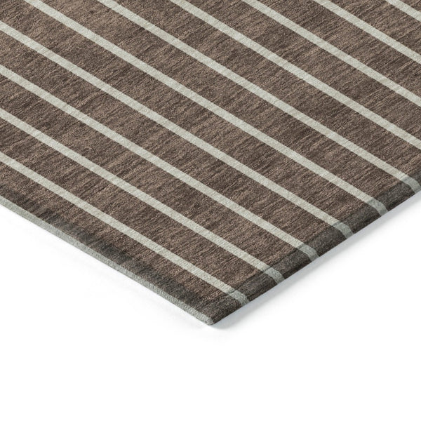 HomeRoots 5' Brown and Beige Striped Area Rug – Stylish, Washable, Indoor/Outdoor, Durable, Stain-Resistant Design 8' X 10' 597154