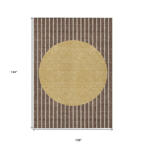 Homeroots 3' Black And Beige Striped Washable Area Rug - Durable, Stylish Design For Indoor And Outdoor Use 9' X 12' Polyester 597155