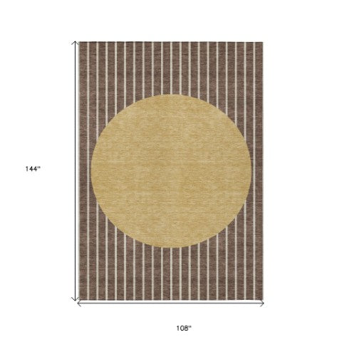 Homeroots 3' Black And Beige Striped Washable Area Rug - Durable, Stylish Design For Indoor And Outdoor Use 9' X 12' Polyester 597155