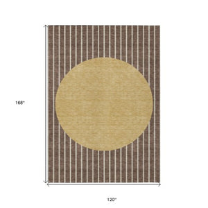 Homeroots 3' Black And Beige Striped Washable Area Rug - Durable, Stylish Design For Indoor And Outdoor Use 10' X 14' Polyester 597156