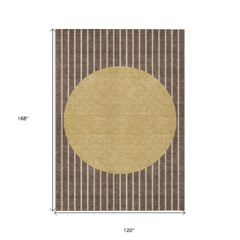 Homeroots 3' Black And Beige Striped Washable Area Rug - Durable, Stylish Design For Indoor And Outdoor Use 10' X 14' Polyester 597156
