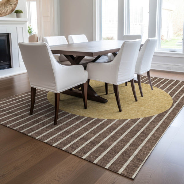 Homeroots 3' Black And Beige Striped Washable Area Rug - Durable, Stylish Design For Indoor And Outdoor Use 10' X 14' Polyester 597156