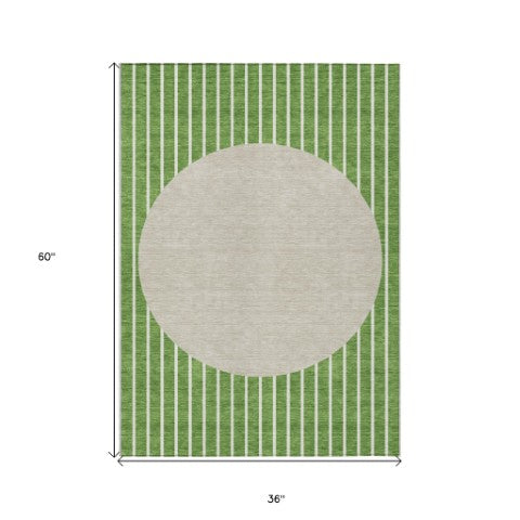 Homeroots 3' Black And Beige Striped Washable Area Rug - Durable, Stylish Design For Indoor And Outdoor Use 3' X 5' Polyester 597157