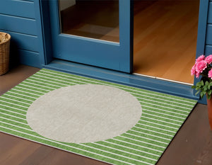 Homeroots 3' Black And Beige Striped Washable Area Rug - Durable, Stylish Design For Indoor And Outdoor Use 3' X 5' Polyester 597157