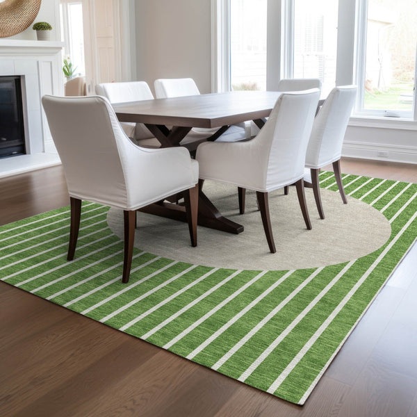 Homeroots 3' Black And Beige Striped Washable Area Rug - Durable, Stylish Design For Indoor And Outdoor Use 5' X 8' Polyester 597158