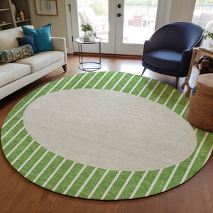 Homeroots 3' Black And Beige Striped Washable Area Rug - Durable, Stylish Design For Indoor And Outdoor Use 8' Round Polyester 597159