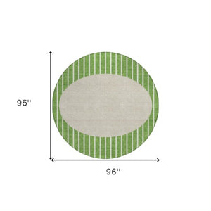 Homeroots 3' Black And Beige Striped Washable Area Rug - Durable, Stylish Design For Indoor And Outdoor Use 8' Round Polyester 597159