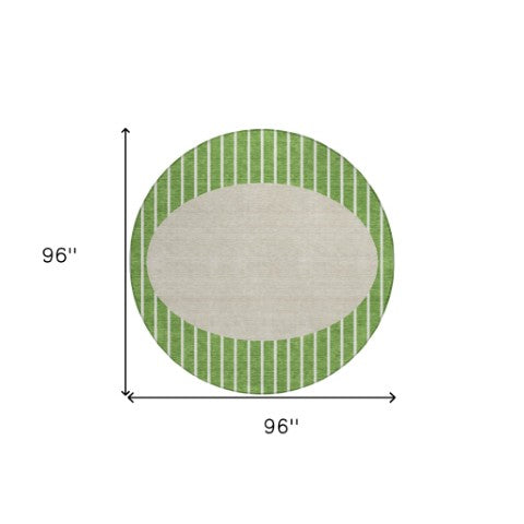 Homeroots 3' Black And Beige Striped Washable Area Rug - Durable, Stylish Design For Indoor And Outdoor Use 8' Round Polyester 597159