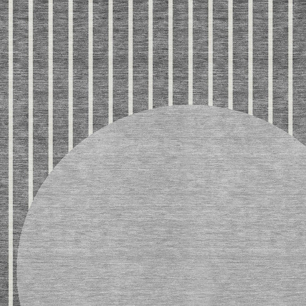 Homeroots 3' Black And Beige Striped Washable Area Rug - Durable, Stylish Design For Indoor And Outdoor Use 3' X 5' Polyester 597163